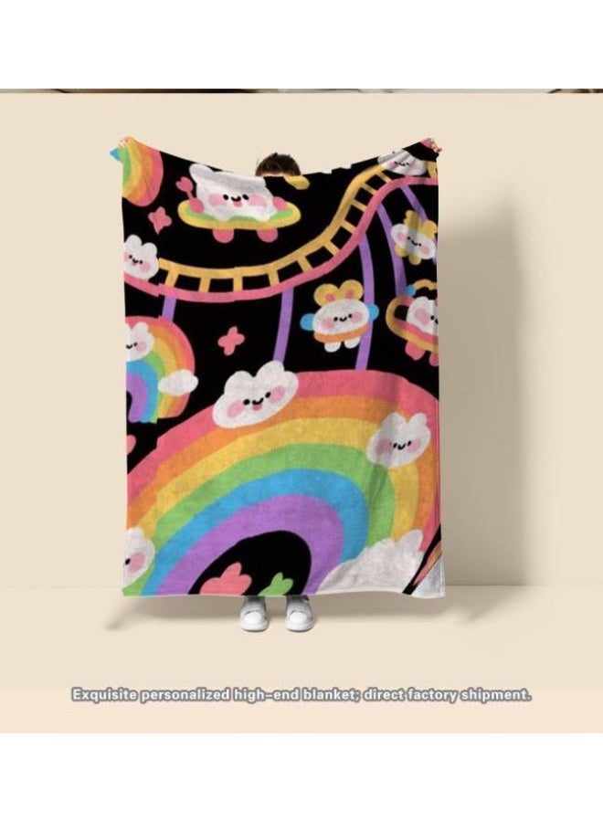 عام بطانية رقيقة من الفانيلا الكرتونية للأطفال أو الطلاب (دافئة ومريحة ومناسبة للنوم والألعاب) 100 سم * 150 سم - 204 - Image 3