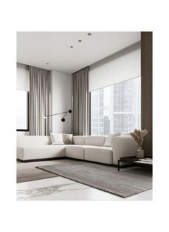 Al Home 4 Seater Linen And Swedish Wood L-Shape Sofa - Off-White 85x300x180 cm  - Image 1