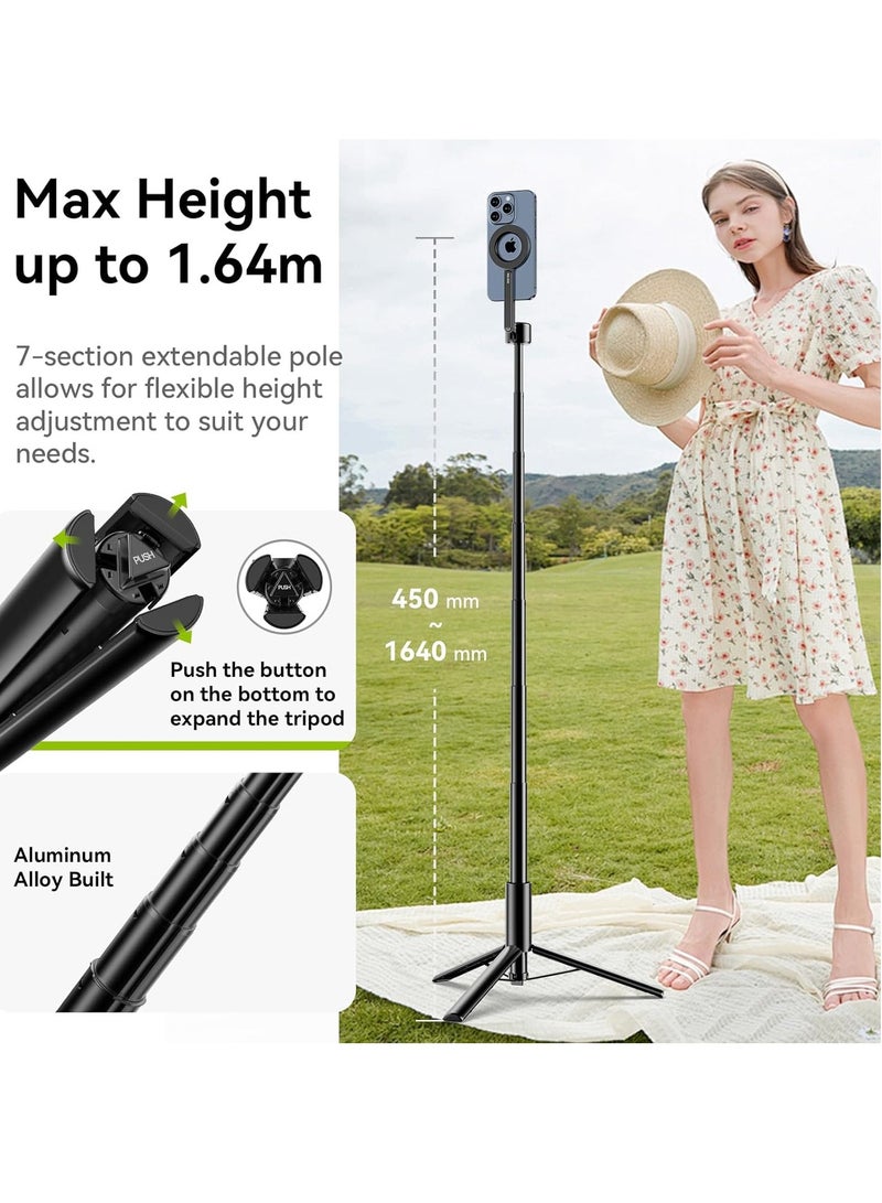 Ulanzi ULANZI MG-002 Magnetic Selfie Stick Max – Extendable Bluetooth Selfie Stick with Magnetic Phone Mount, Tripod Function, Wireless Remote & Lightweight Design for Vlogging & Live Streaming - Image 4