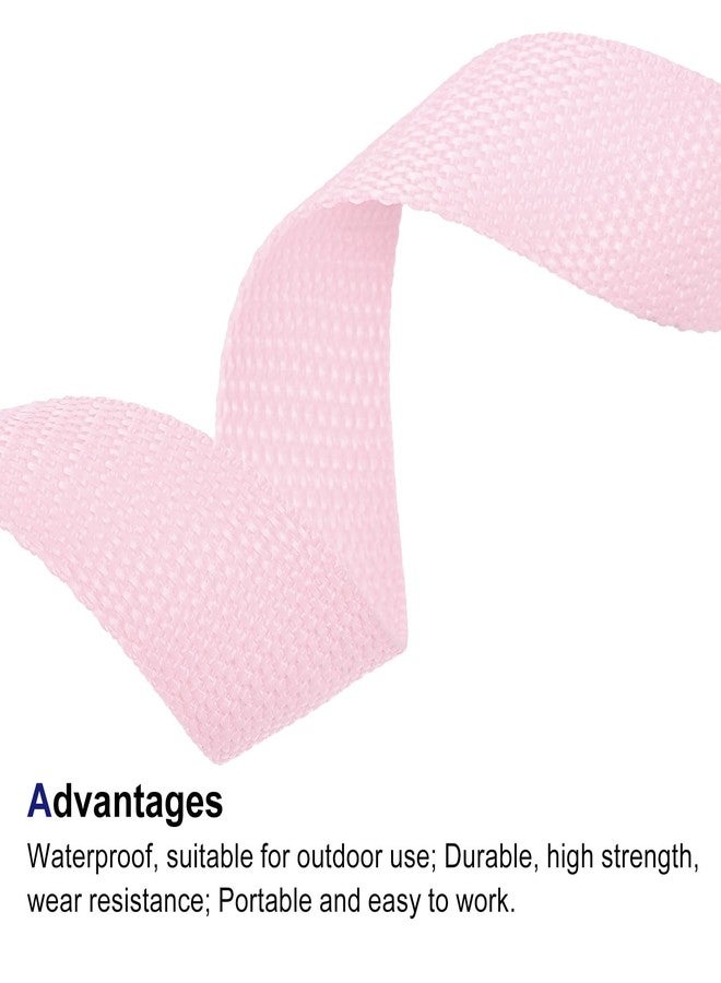 MECCANIXITY Lightweight Polypropylene Webbing Strap 1" 10 Yards Pink White Strapping Band for Outdoor - Image 3