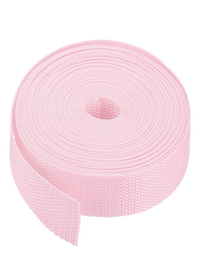 MECCANIXITY Lightweight Polypropylene Webbing Strap 1" 10 Yards Pink White Strapping Band for Outdoor - Image 1