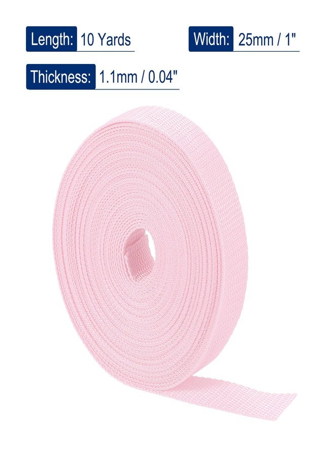 MECCANIXITY Lightweight Polypropylene Webbing Strap 1" 10 Yards Pink White Strapping Band for Outdoor - Image 2