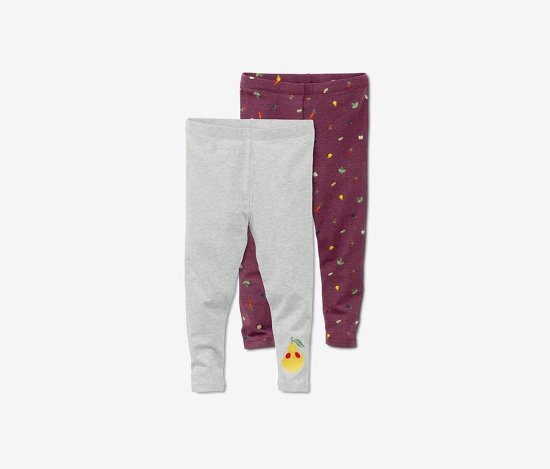 Tchibo Toddler Girls 2 Piece Set Leggings, Grey and Maroon