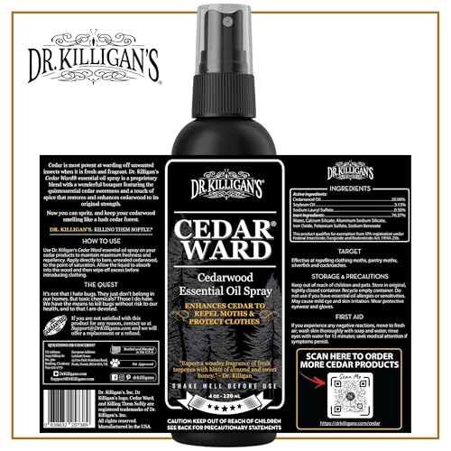 Dr. KILLIGAN'S Dr. Killigan’s CedarWard Spray - 4 fl. oz. - Natural Cedar Oil Formula Restores Scent to Cedarwood Accessories, Closets, Drawers, Trunks, Chests, Pest and Moth Repellent for Clothes - Image 2
