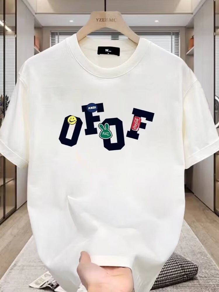 2024 Simple, Clean, Casual, Stylish, Fun Letter Short-Sleeve Men's Trendy Brand T-Shirt, Men's New Trendy Cartoon Anime - Image 3