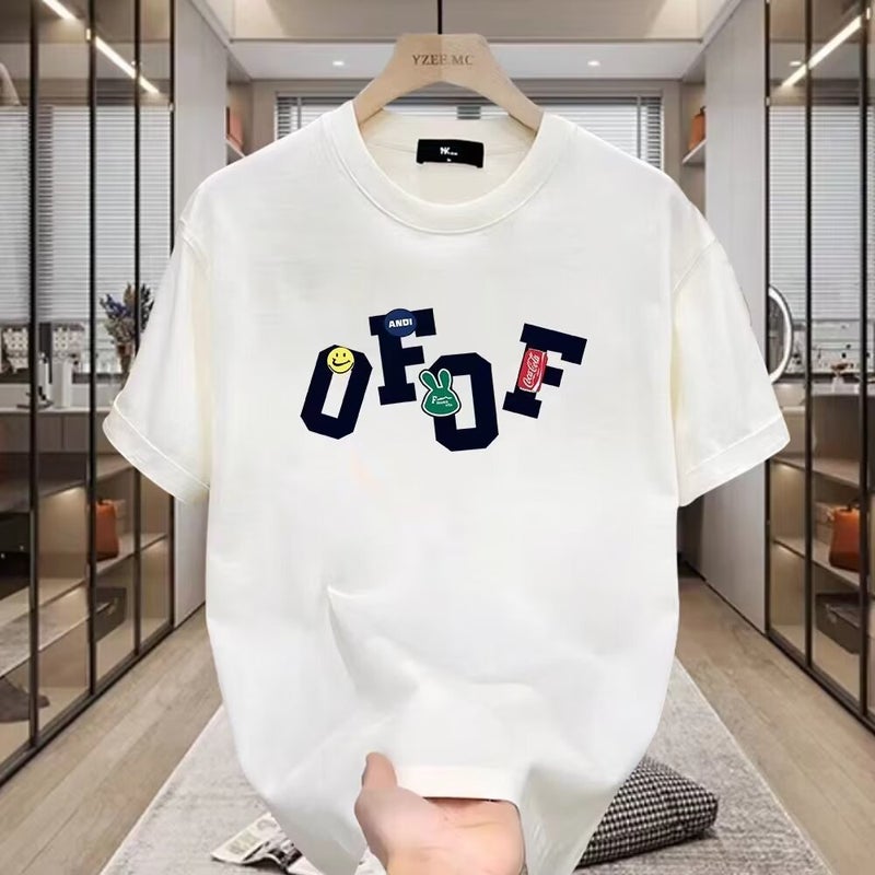 2024 Simple, Clean, Casual, Stylish, Fun Letter Short-Sleeve Men's Trendy Brand T-Shirt, Men's New Trendy Cartoon Anime - Image 1