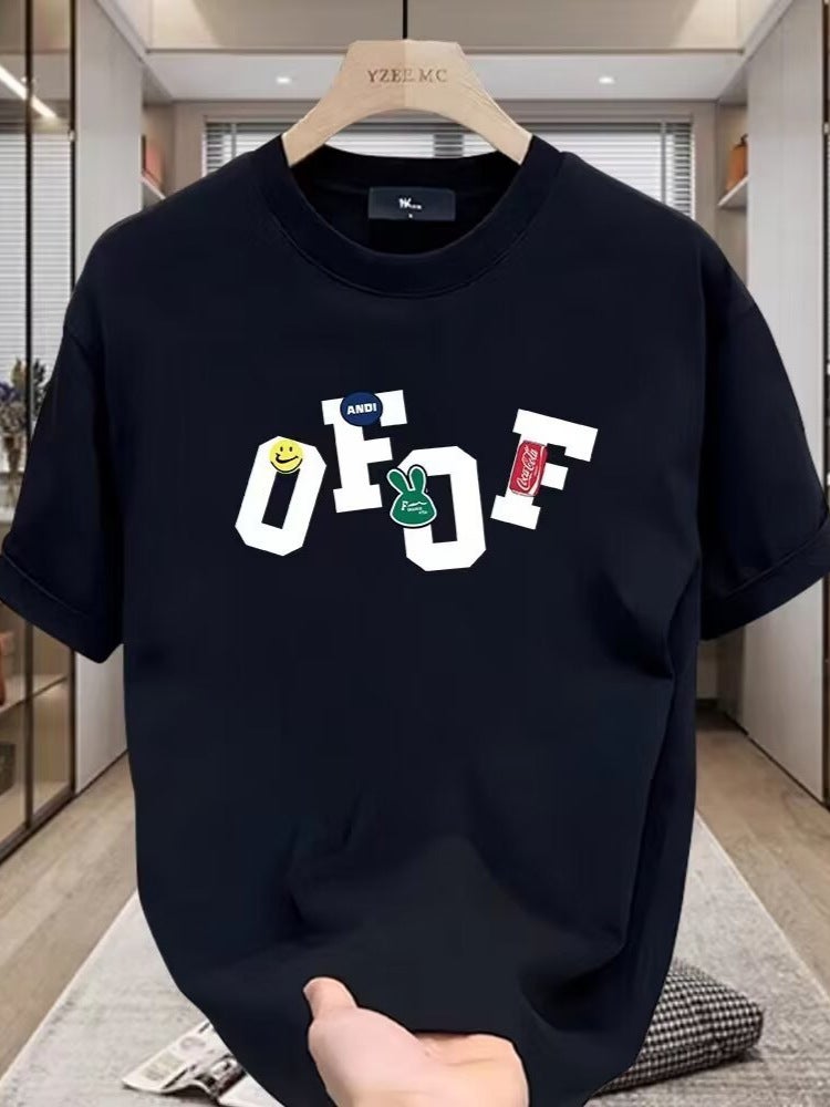 2024 Simple, Clean, Casual, Stylish, Fun Letter Short-Sleeve Men's Trendy Brand T-Shirt, Men's New Trendy Cartoon Anime - Image 4