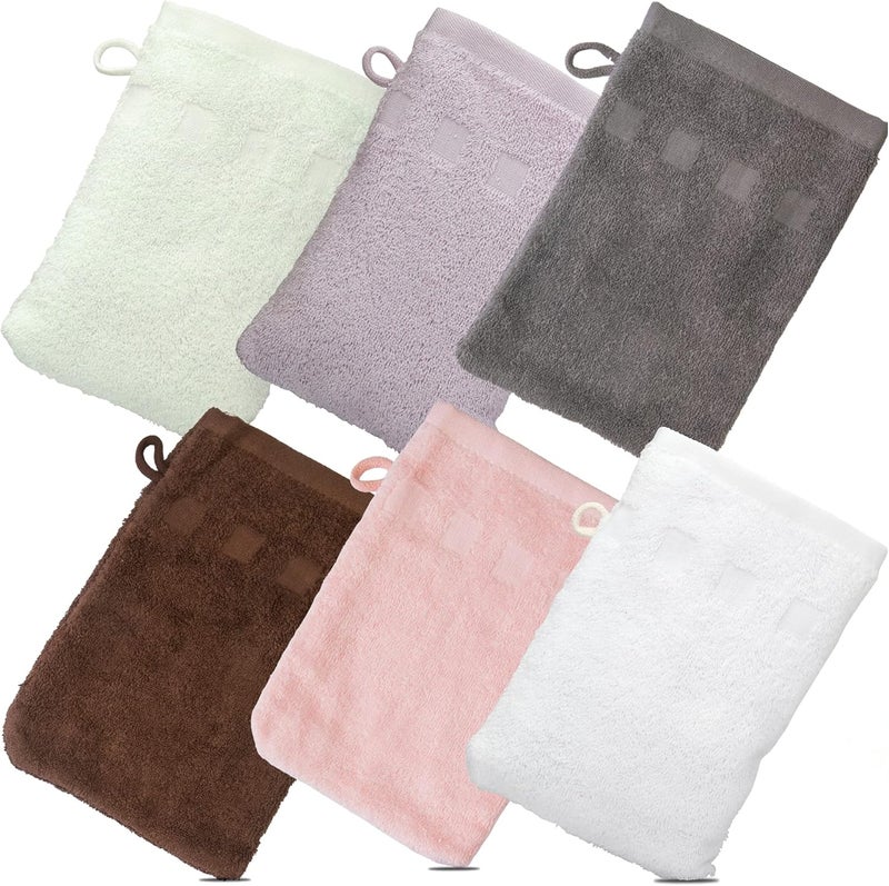 Made Easy Kit Bath Mitts - Pack of 6 - (6" x 9") European Style Washcloth with Loop (Variety, 6 x 9 inches) - Image 1