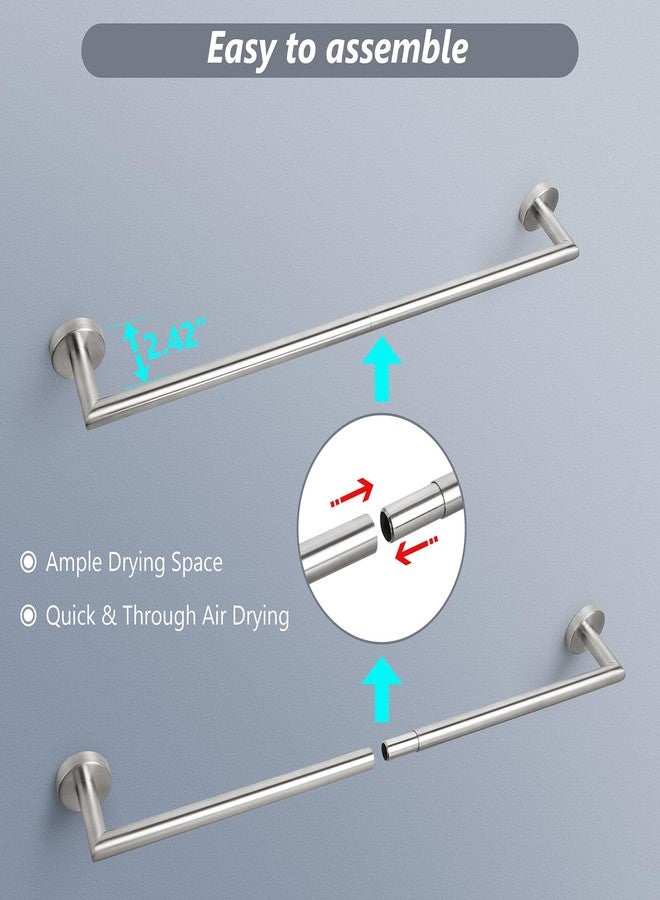 JunSun Towel Bar 30 Inch Bathroom Towel Rack Heavy Duty Bath Towel Holder Modern Towel Rod Brushed Silver Towel Hanger Bathroom Accessories Silver Towel Rail Stainless Steel Single Bar Brushed Nickel - Image 5
