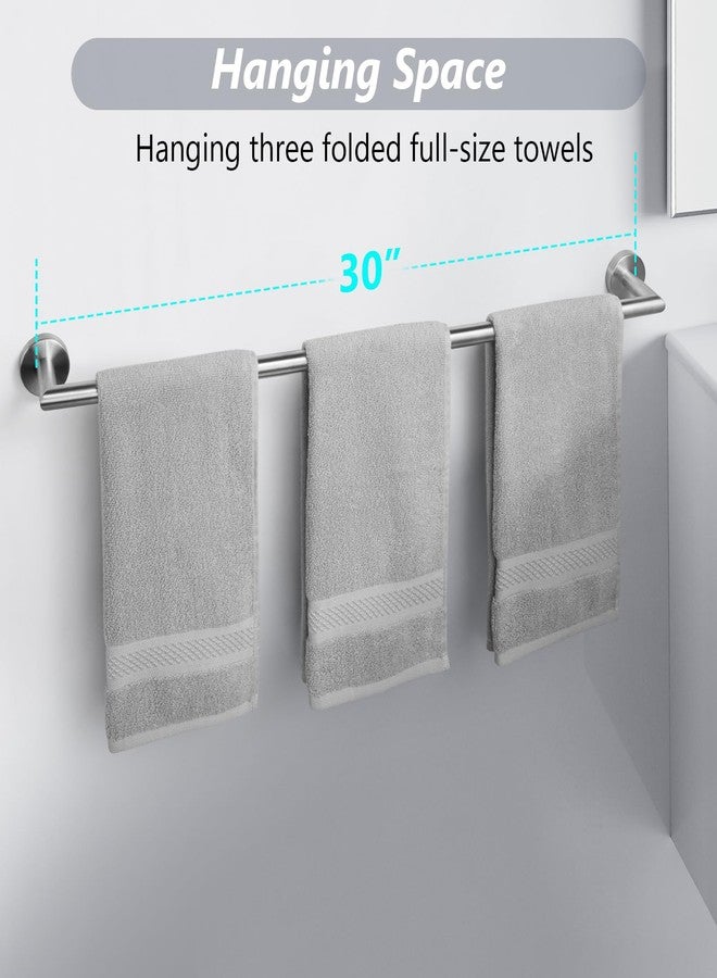 JunSun Towel Bar 30 Inch Bathroom Towel Rack Heavy Duty Bath Towel Holder Modern Towel Rod Brushed Silver Towel Hanger Bathroom Accessories Silver Towel Rail Stainless Steel Single Bar Brushed Nickel - Image 4