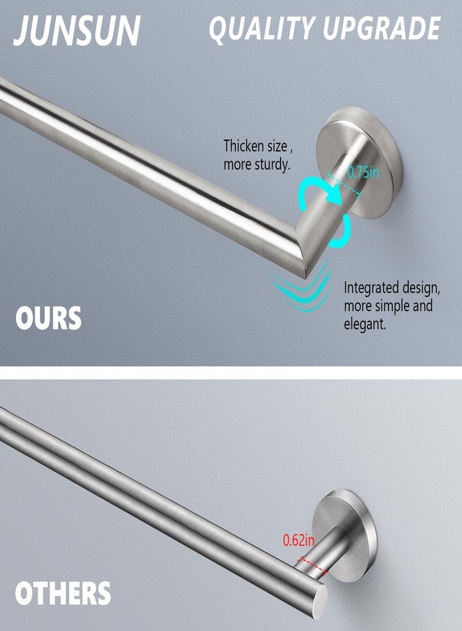 JunSun Towel Bar 30 Inch Bathroom Towel Rack Heavy Duty Bath Towel Holder Modern Towel Rod Brushed Silver Towel Hanger Bathroom Accessories Silver Towel Rail Stainless Steel Single Bar Brushed Nickel - Image 2
