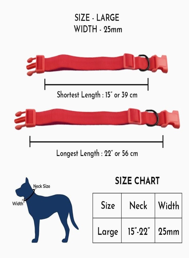 PETSWARE طوق رقبة للكلاب من النايلون من PETSWARE للكلاب المتوسطة إلى الكبيرة من جميع السلالات - مقاس قابل للتعديل، مشبك ملون وحلقة معدنية سوداء على شكل حرف D (العرض 25 مم، الطول 39 سم - 56 سم) (أحمر) - Image 3