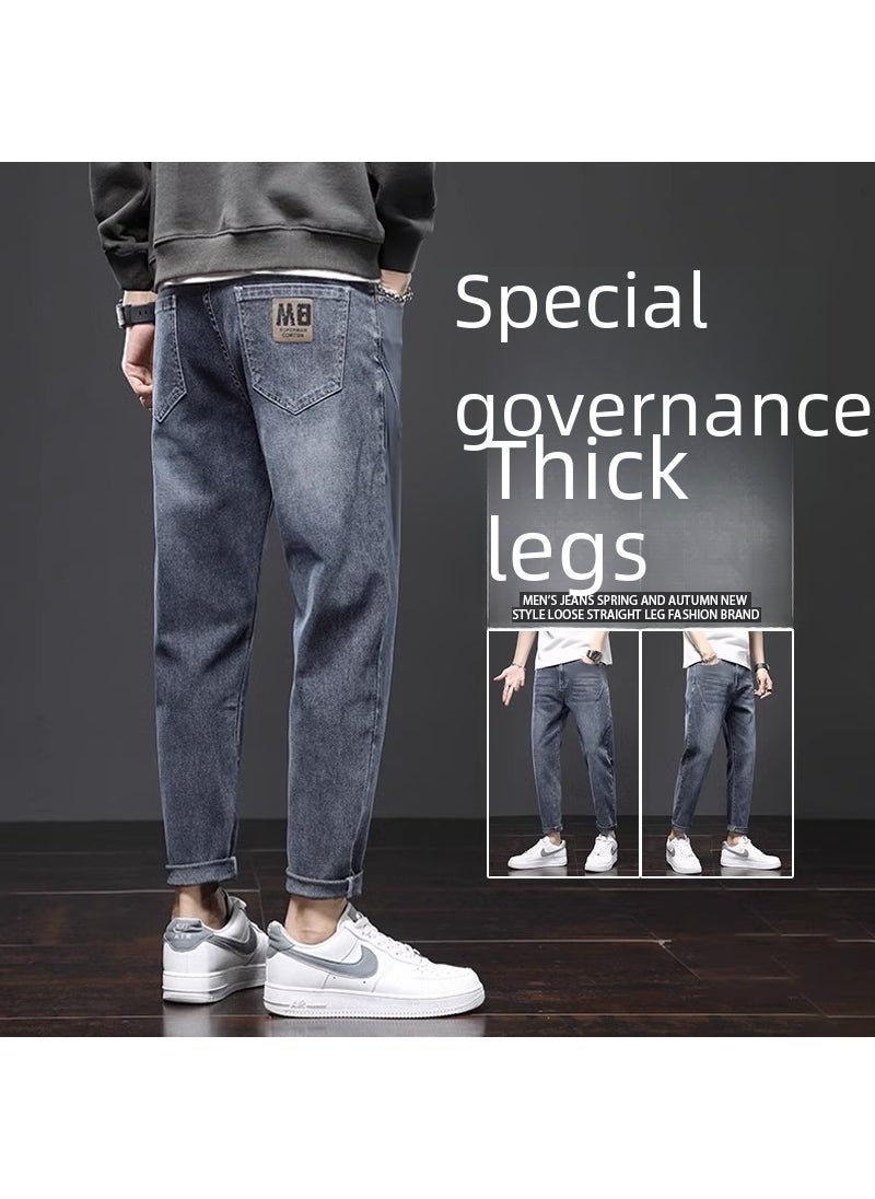 Generic - Summer Men Slim Fit Elastic Small Fashion Brand Trousers High-end Nine-point Pants Cotton Material Suitable Young Men Black pants - Image 1