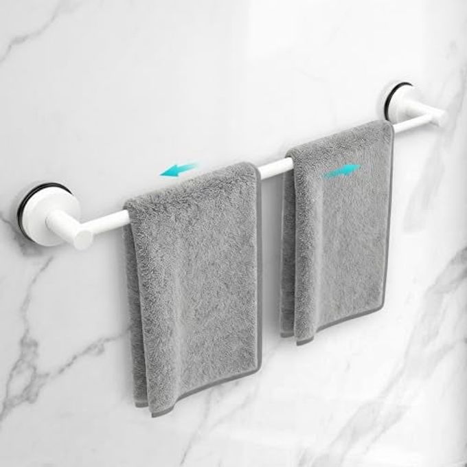 WingWider Adjustable Suction Cup Towel Bar For Bathroom Wall,14.6Inch~24 Inch Towel Racks For Bathroom,Stainless Steel Bath Towel Holder For Shower(Matte White) - Image 4