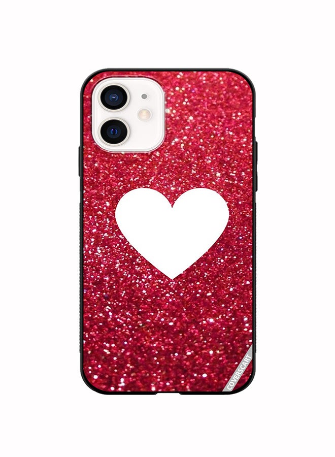 COVERSCART غطاء حماية لجهاز آبل آيفون 11 تصميم قلب أبيض على خلفية حمراء لامعة متعددة الألوان - Image 1