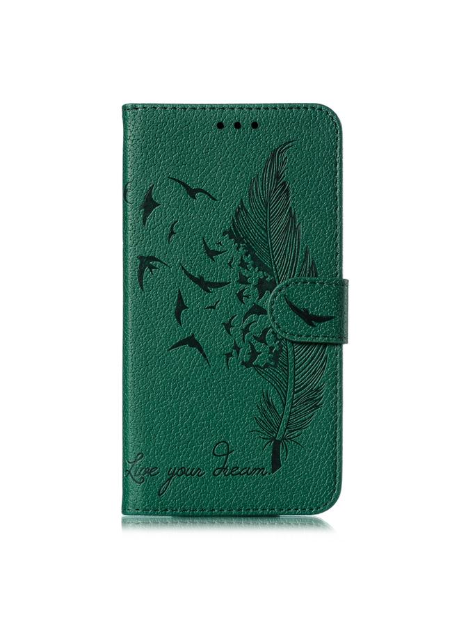 اس-توب جراب جلدي أفقي بتصميم ريشة من الليتشي مع محفظة وحامل وفتحات للبطاقات لهاتف Galaxy S9+ - Image 2