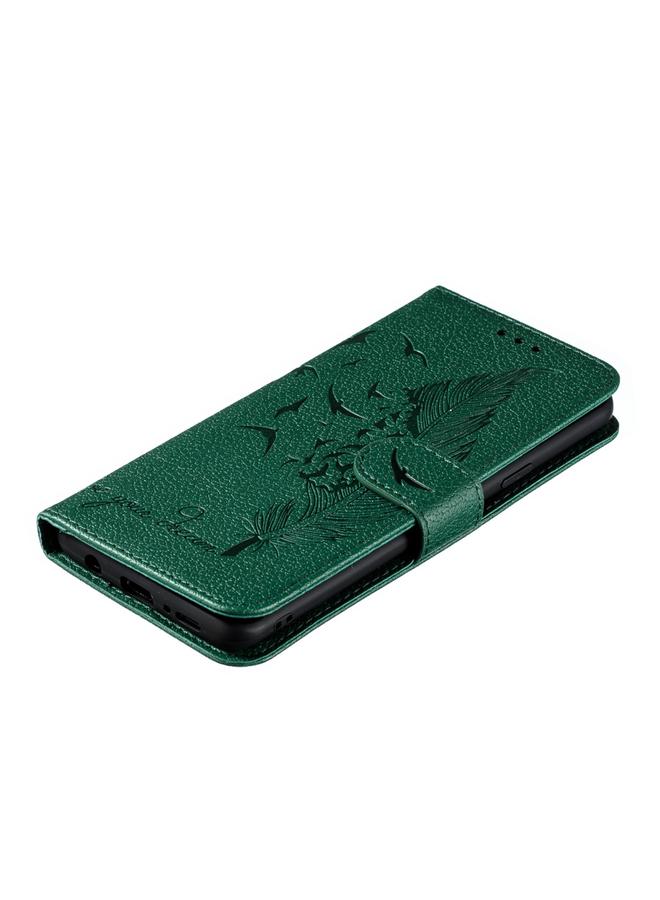 اس-توب جراب جلدي أفقي بتصميم ريشة من الليتشي مع محفظة وحامل وفتحات للبطاقات لهاتف Galaxy S9+ - Image 5