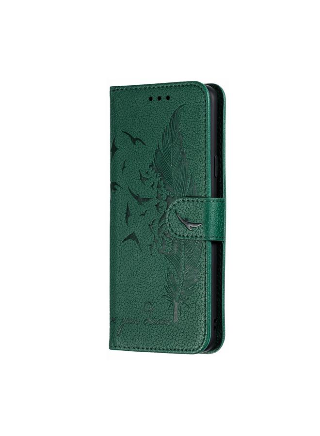 اس-توب جراب جلدي أفقي بتصميم ريشة من الليتشي مع محفظة وحامل وفتحات للبطاقات لهاتف Galaxy S9+ - Image 3