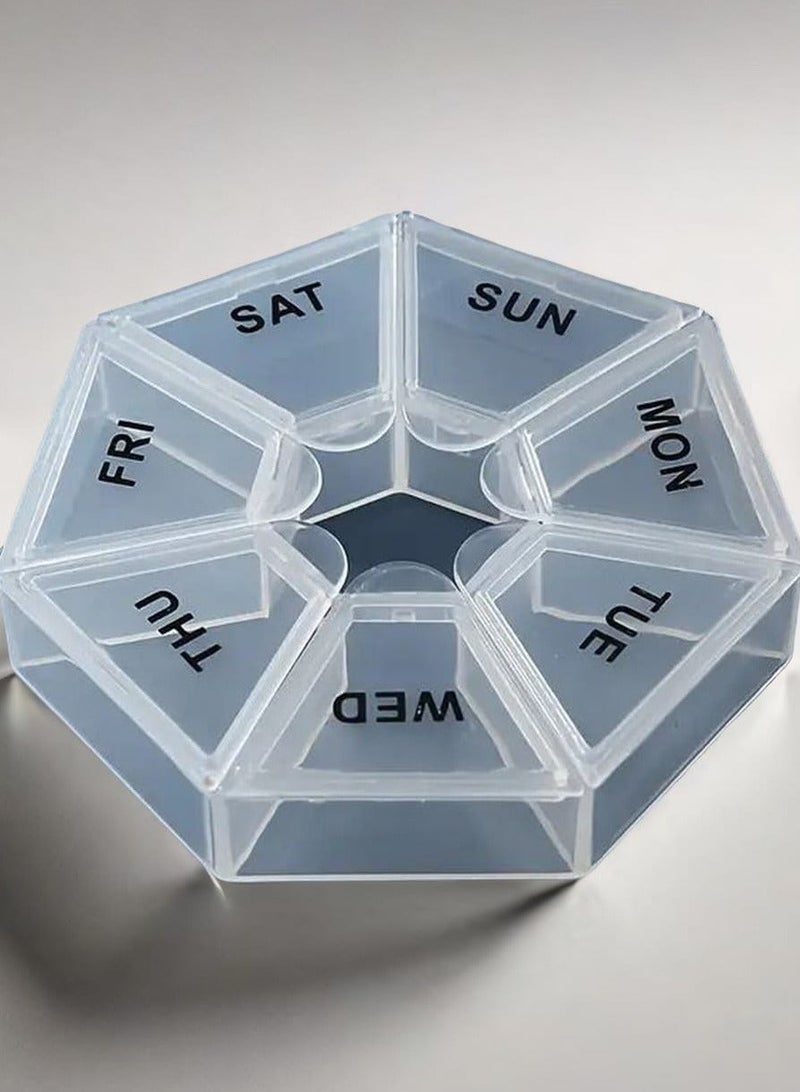 حرابي ميد منظم حبوب الدواء المحمول لمدة 7 أيام - أبيض - حقيبة أدوية مقاومة للماء والرطوبة بسعة كبيرة للفيتامينات وزيت السمك والمكملات الغذائية - صندوق تخزين مناسب للسفر - Image 3