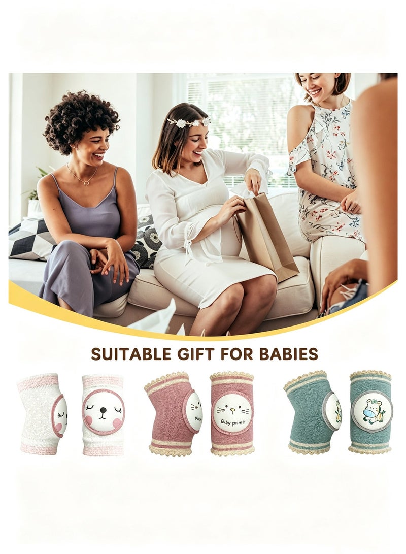 Gonice 2 Pairs Baby Knee Pads for Crawling,Toddlers Breathable Anti-Slip Protector Knee with Sponge Pad,Boys and Girls Elastic Crawling Knee Pads Cute Cartoon Pattern Knee Cover for Unisex Babies - Image 5