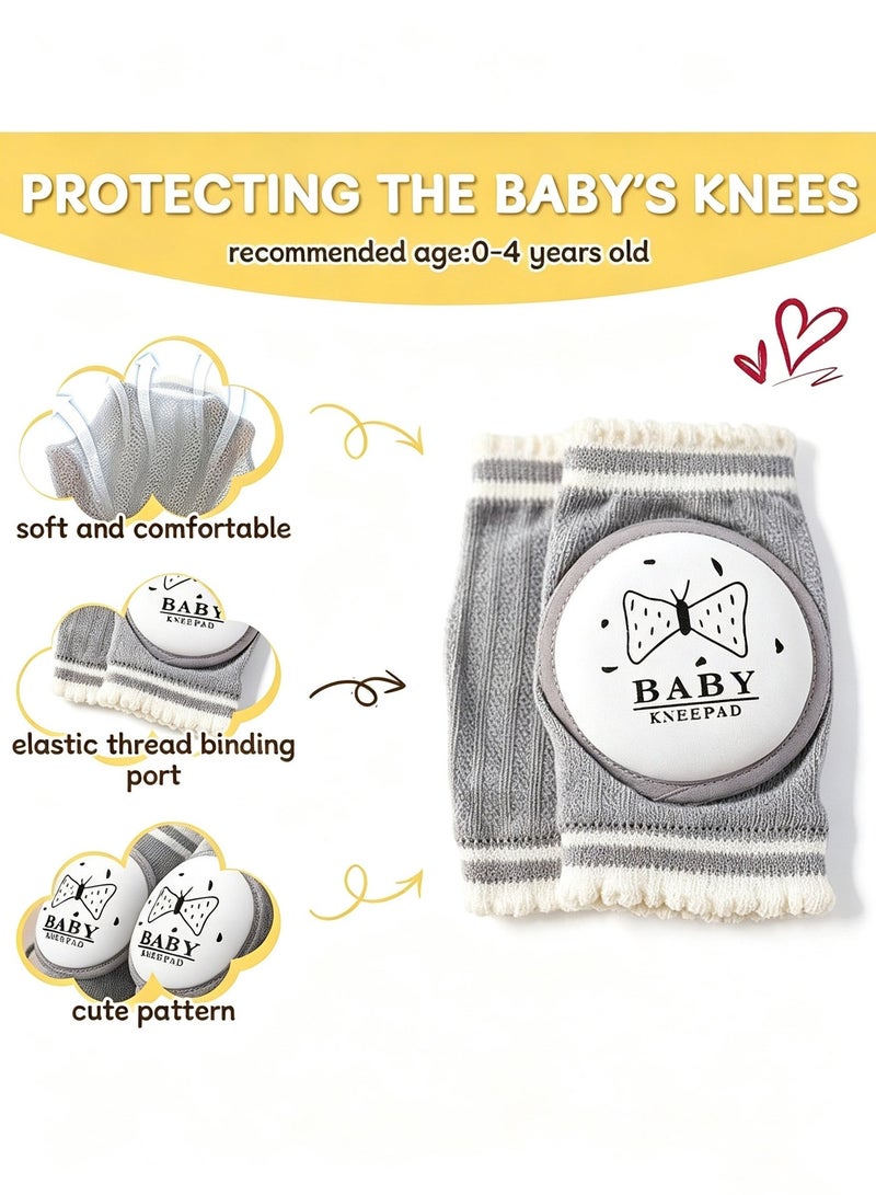 Gonice 2 Pairs Baby Knee Pads for Crawling,Toddlers Breathable Anti-Slip Protector Knee with Sponge Pad,Boys and Girls Elastic Crawling Knee Pads Cute Cartoon Pattern Knee Cover for Unisex Babies - Image 3