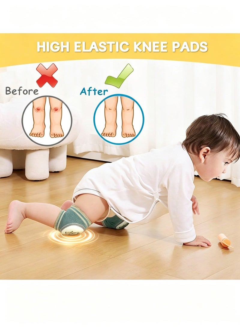 Gonice 2 Pairs Baby Knee Pads for Crawling,Toddlers Breathable Anti-Slip Protector Knee with Sponge Pad,Boys and Girls Elastic Crawling Knee Pads Cute Cartoon Pattern Knee Cover for Unisex Babies - Image 4