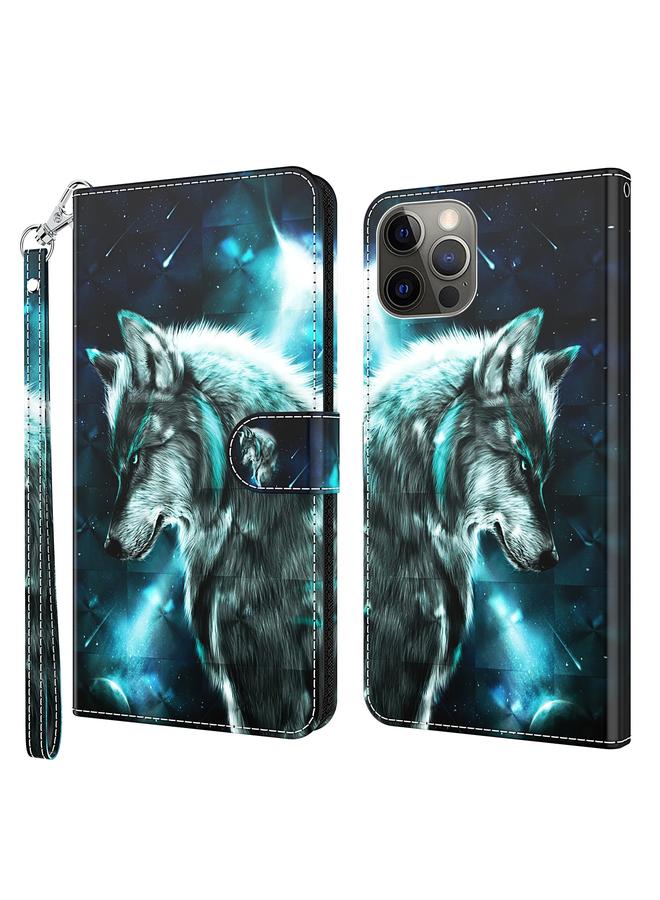 اس-توب جراب لهاتف iPhone 14 Pro بنمط رسم ثلاثي الأبعاد، جراب هاتف جلدي قابل للطي - Image 1