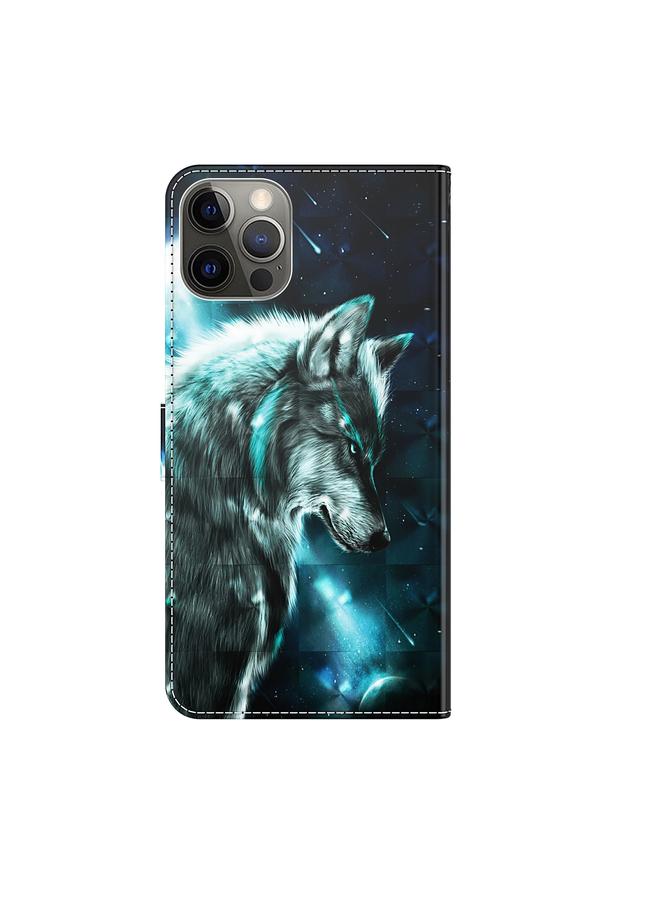 اس-توب جراب لهاتف iPhone 14 Pro بنمط رسم ثلاثي الأبعاد، جراب هاتف جلدي قابل للطي - Image 3