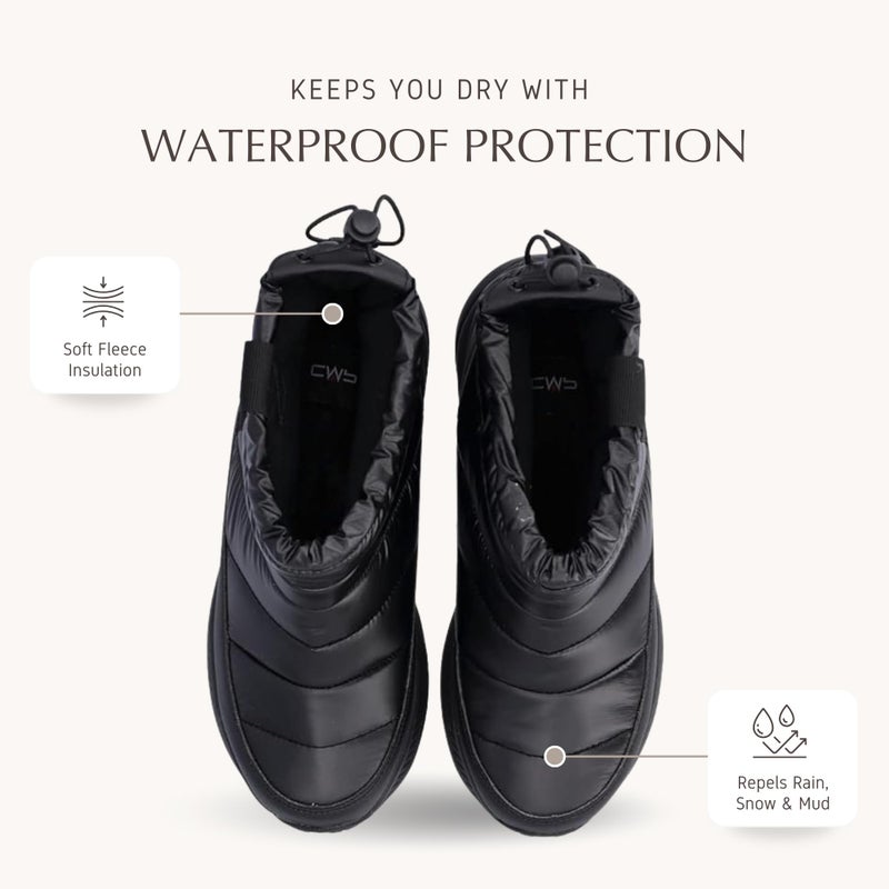 CMP ZOY Womenâ€™s Waterproof Snow Boots â€“ Warm and Stylish Fleece-Lined Lightweight Winter Footwear with Drawstring Fit & FullOn GRIP Sole â€“ NERO, Adult, Women, Numeric, Medium, 7.5 - Image 2