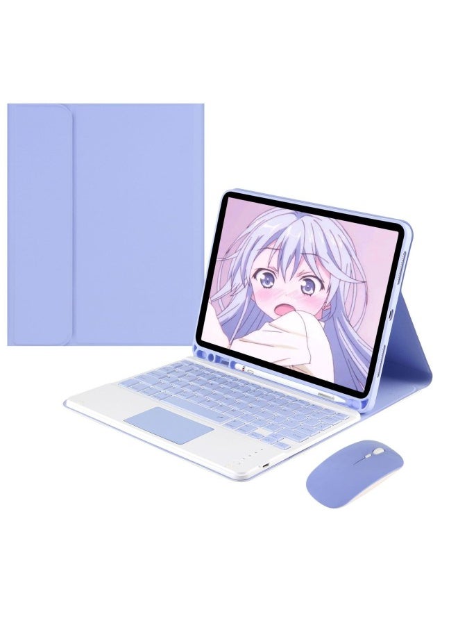 Generic For IPad10 Generation Protective Case Magnetic Suction With Pen Slot Pro11 Bluetooth Keyboard Mouse 9 Generation Tablet Protective Case-Color:Lilac-leather Case Touch Keyboard And Mouse-Applicable Model:iPad Pro12.9 Inch 2022/21/20/18 Universal  - Image 1