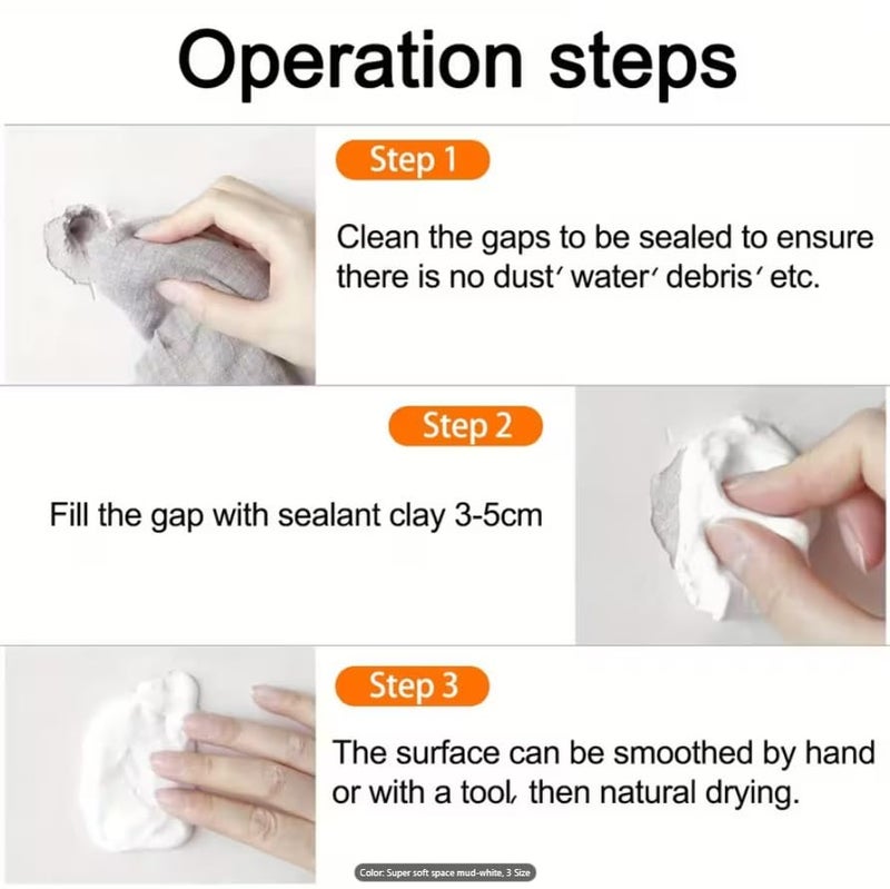 Yeahgoshopping Sealant Mastic Waterproof Putty, Sealing Clay Quick Wall Repair Mud, Plumbers Putty for Sink Drain, Hole Filler, Wall Grooves & AC Pipe Gaps, Durable Foam Powder Plumbers, Contractors (5Pcs) - Image 2
