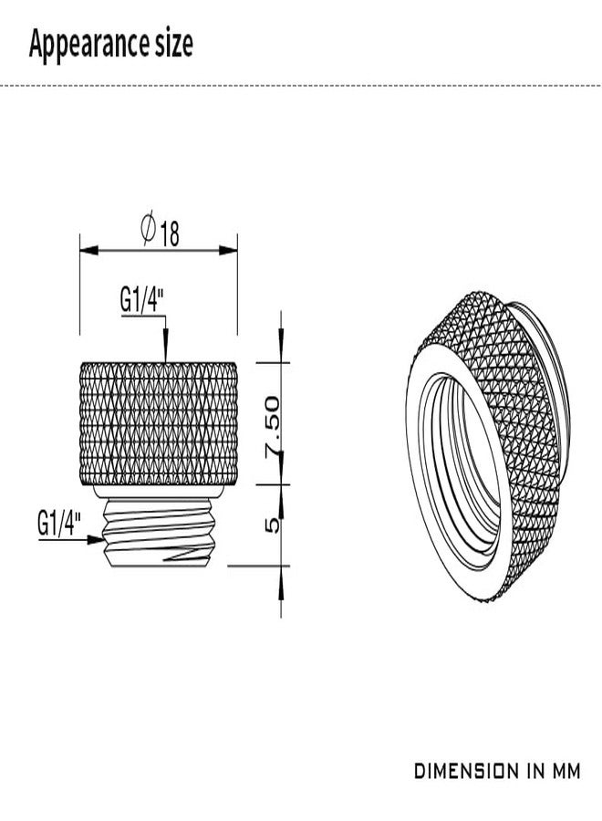 Barrow G1/4" Male to Female Extender Fitting, 7.5mm, Gold - Image 3