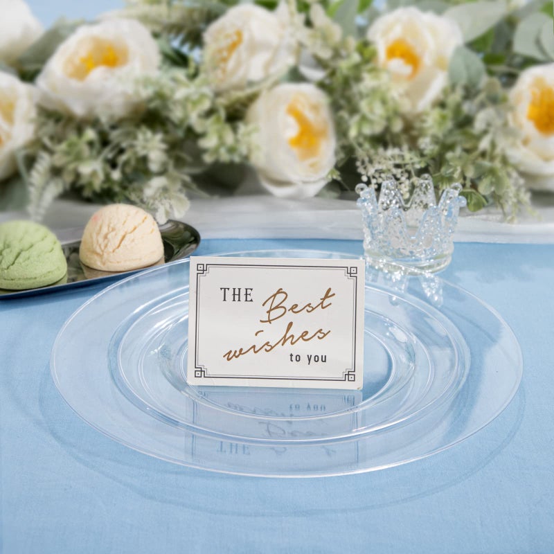 FLOWERCAT 100PCS Clear Plastic Plates - Heavy Duty Clear Disposable Plates for Fall Party/Wedding/Christmas - Include 10inch & 7inch Dinner/Dessert Plates for 50guests - Image 5