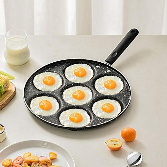 AMONIDA 7Hole Frying Pan Fried Eggs Cooking Pancake Breakfast Skillet NonStick Coating Cookware Suitable For HomeHotel And Restaurant Kitchens - Image 3