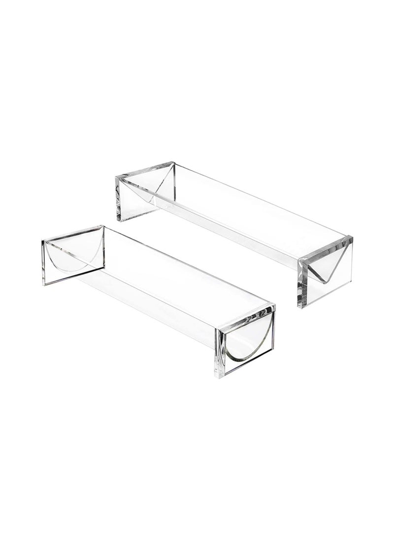 Y&D - Clear Cracker Serving Tray, Acrylic Dessert Table Display Transparent Macaron Rectangular Holder Biscuit Dish for Party Wedding Home Events, 2PCS - Image 1