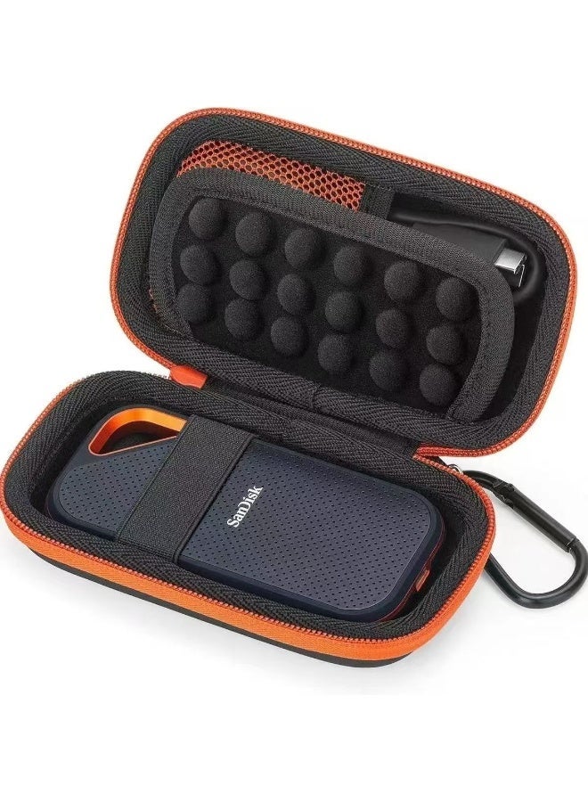 Hard Carrying Case for SanDisk Extreme Pro/SanDisk Extreme Portable External SSD 500GB 1TB 2TB 4TB USB-C Solid State Drive EVA Shockproof Protective Storage Travel Bag, Black+Orange - Image 1