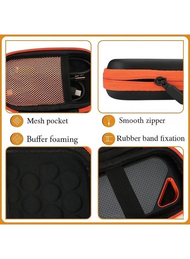 Hard Carrying Case for SanDisk Extreme Pro/SanDisk Extreme Portable External SSD 500GB 1TB 2TB 4TB USB-C Solid State Drive EVA Shockproof Protective Storage Travel Bag, Black+Orange - Image 5