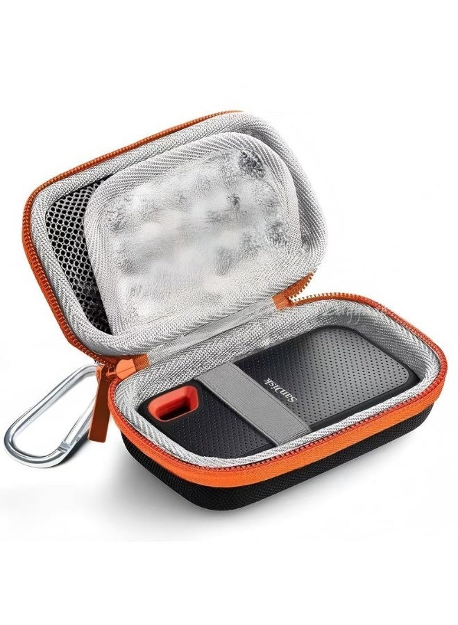Hard Carrying Case for SanDisk Extreme Pro/SanDisk Extreme Portable External SSD 500GB 1TB 2TB 4TB USB-C Solid State Drive EVA Shockproof Protective Storage Travel Bag, Black+Orange - Image 2