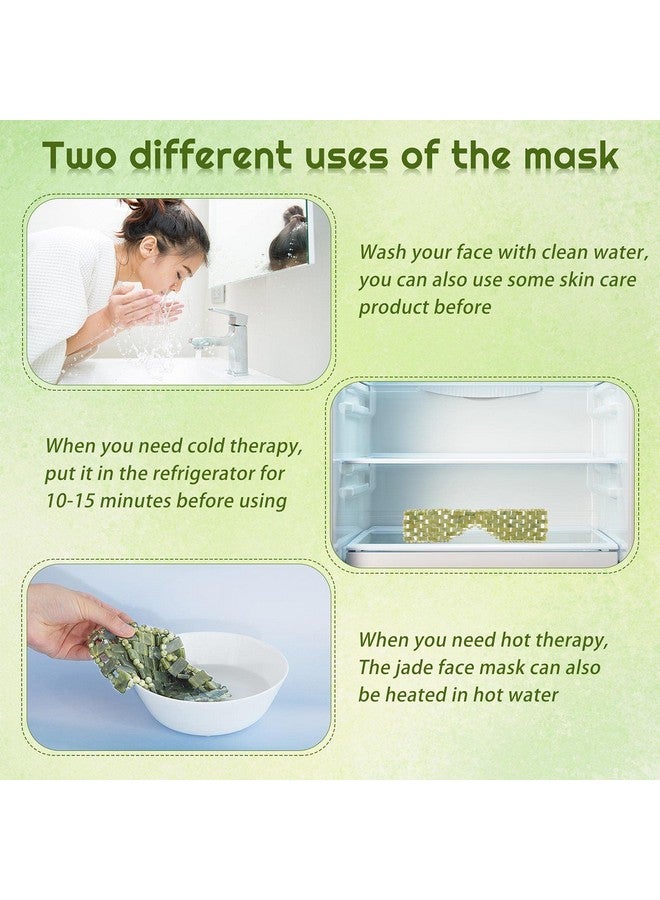 ساتينور قناع العين من حجر اليشم من SATINIOR، ساخن أو بارد، قناع اليشم الأخضر للوجه، غطاء العين لتخفيف النوم للنساء والرجال، مهدئ ومبرد ومريح - Image 4