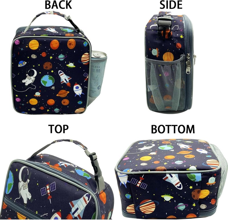Kulle Astronaut Lunch Box for Boys, Insulated Kids Lunch Bag with Freezable Compartment, Thermal Reusable Lunchbox for School, Outdoor, Daycare - Space Theme Design - Image 5