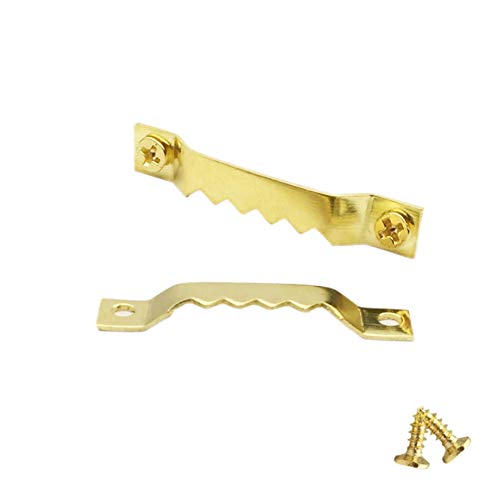 EesTeck 50 Pack Small Sawtooth Picture Hangers Steel Picture Hangers Picture Frames Hangers with Screws Picture Hang Solutions, for Hanging Clock Paintings Artwork Picture Frame Hook Photos(Gold) - Image 1