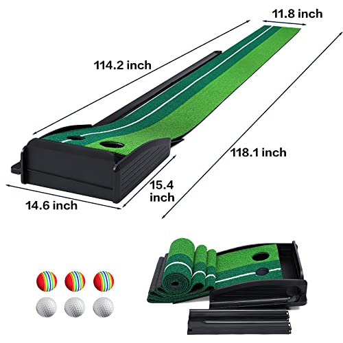Dollox Putting Green Golf Putting Mat for Indoor Putting Matt with Auto Ball Return Mini Golf Set Golf Accessories for Men Indoors Golf Matt for Home Office Gifts for Golfer - Image 3