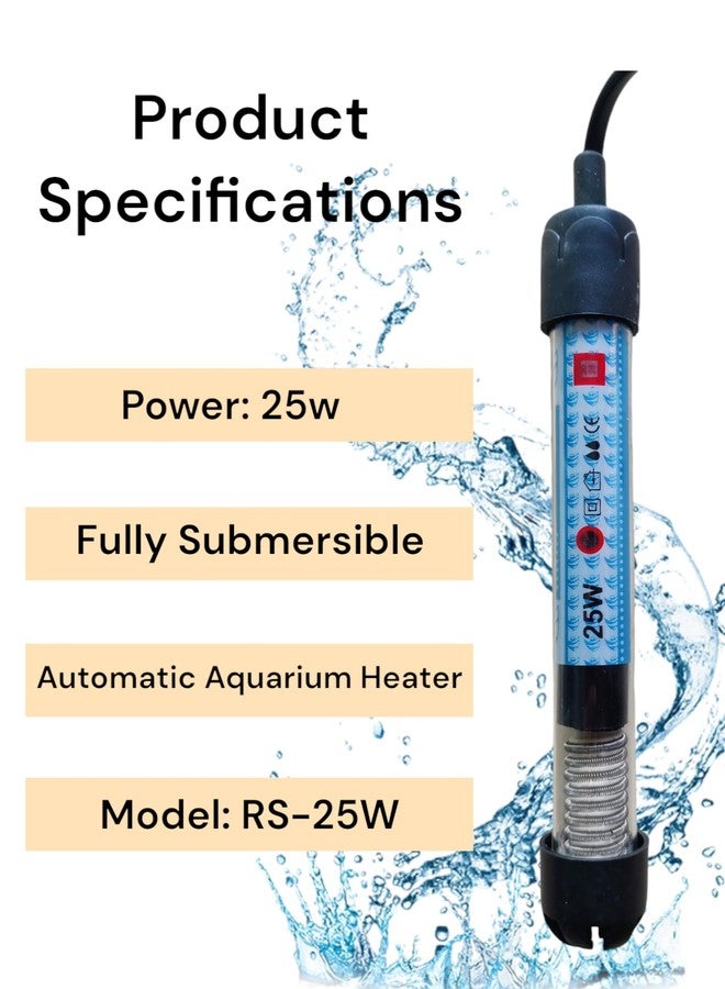 Rs Electrical Aquatic House RS-25W Aquarium Heater Submersible Auto Thermostat Fish Tank Heater for Small Aquarium and Betta Tank Heater for Fish Tank, Freshwater & Saltwater Compatible - Image 2