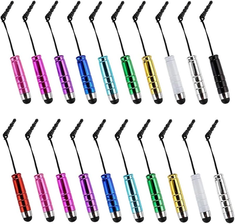 20 Pack Touch Pen Dust Plugs For All Touchscreen Devices Random Colors Protects Charging Port - Image 1
