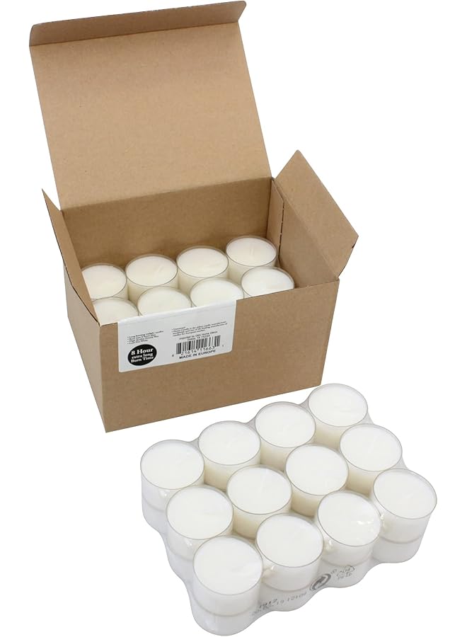 Green Tiger Bulk 48 Pack Unscented Smokeless Long Clear Cup Tea Light Candles with 8 Hour Extended Burn Time, 48 Count - Image 1