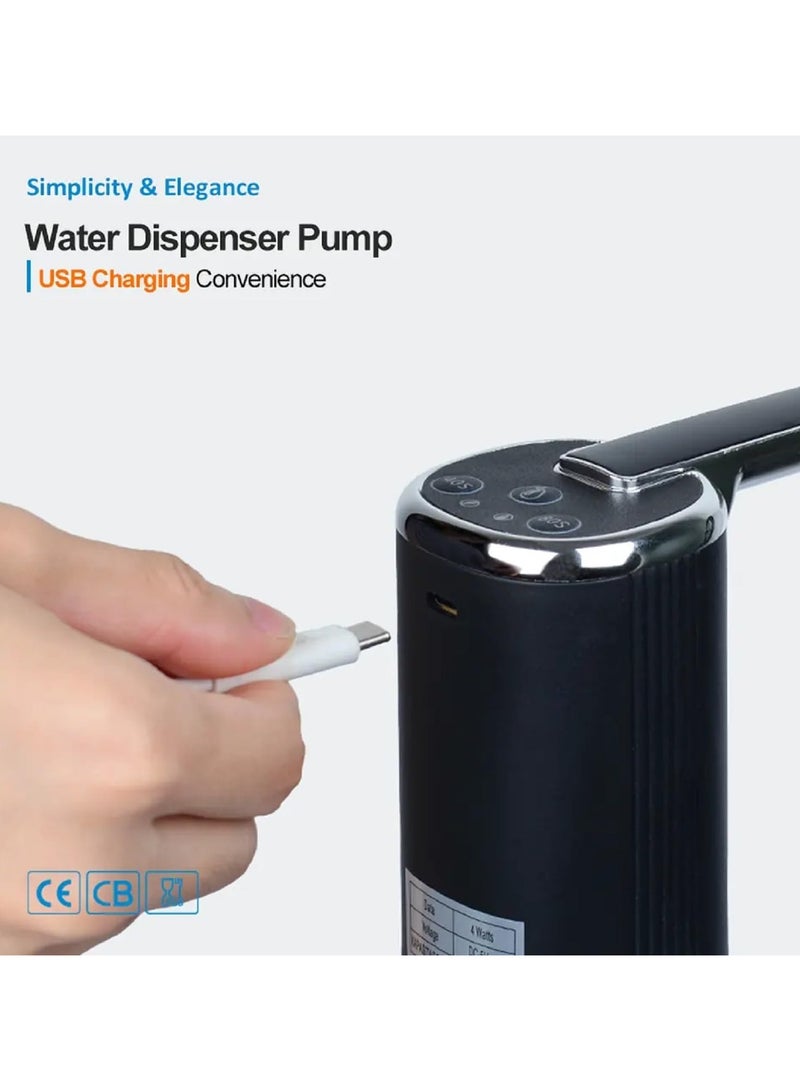 Smart touch-sensitive electric water pump, USB rechargeable - black  - Image 4