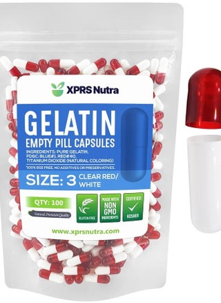 Size 3 Empty Capsules - 100 Count Empty Gelatin Capsules - Empty Pill Capsules - DIY Capsule Filling - Pure Bovine Pill Capsules Empty Gel Caps (Clear Red/White) - pzsku/ZECDB2201218CD3E2950FZ/45/_/1683616345/b5ba7b21-29a7-40b3-8c97-de2959e7765a
