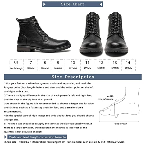 AMAPO Men's Casual Mid-Top Dress Boots, Ankle Motorcycle Combat Boots Lace-Up Side Zipper(A22716-BKL-41) - Image 4