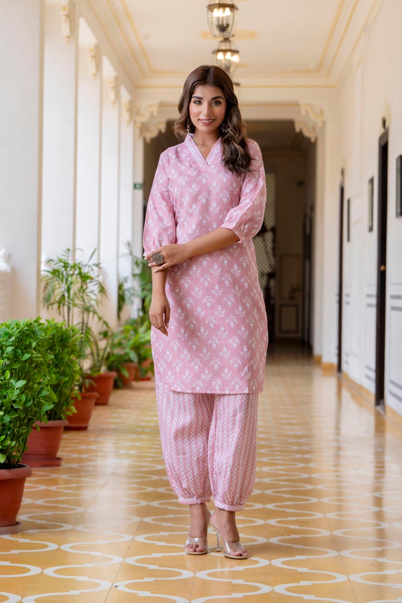 LookMark Women's Latest Printed Cotton Blend Straight Kurta and Afghani Pant Set Perfect for Casual and Office Wear (AZ-LM-P1-KS2070 Peach-XXL) - Image 5