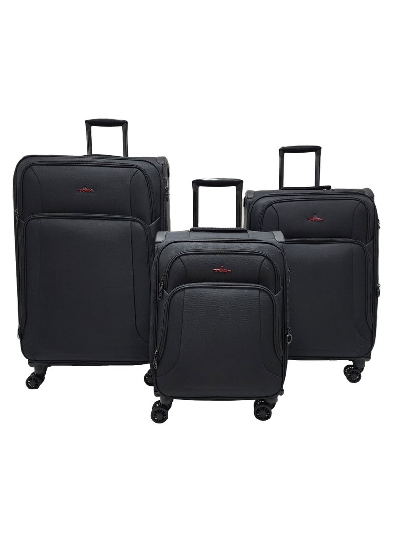 Track Lightweight Soft Shell Luggage Set of 3 Expandable Suitcase - Trolley Bags for Travel with 4 Double Wheels & TSA Lock  - Image 1